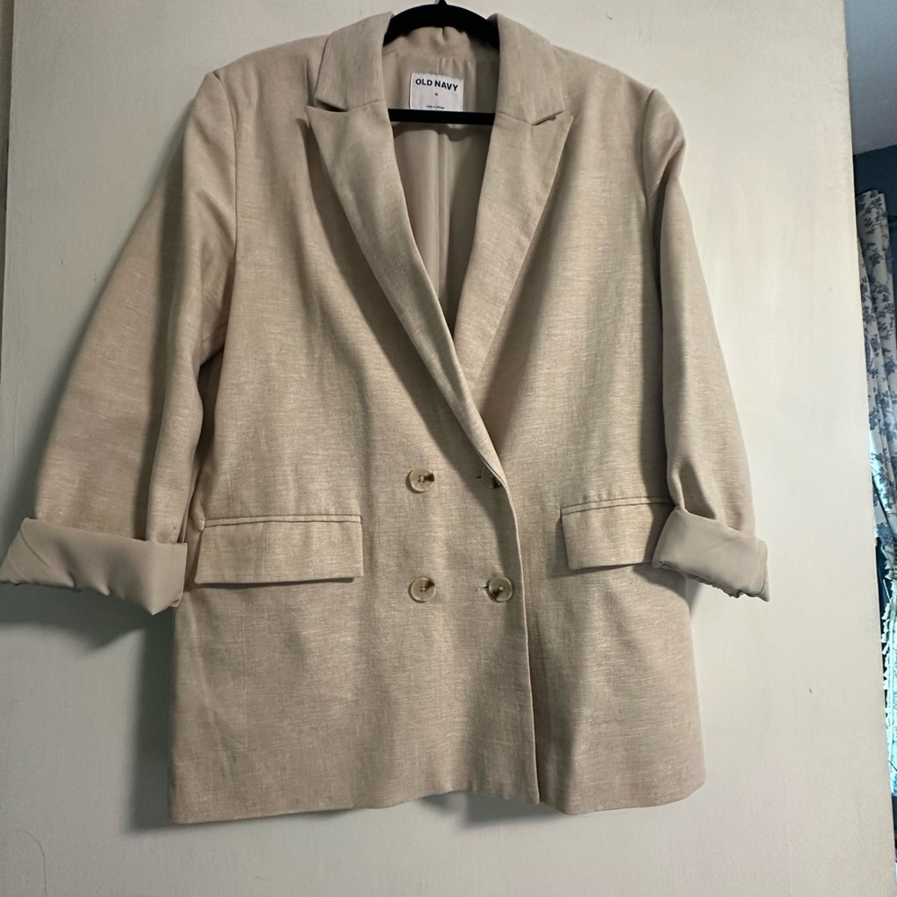Old Navy Cream Blazer Tailored Suit Jacket